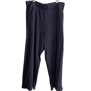 DAILY PRACTICE Anthropologie | Dark Purple Textured Wide Leg Ankle Pants | XL